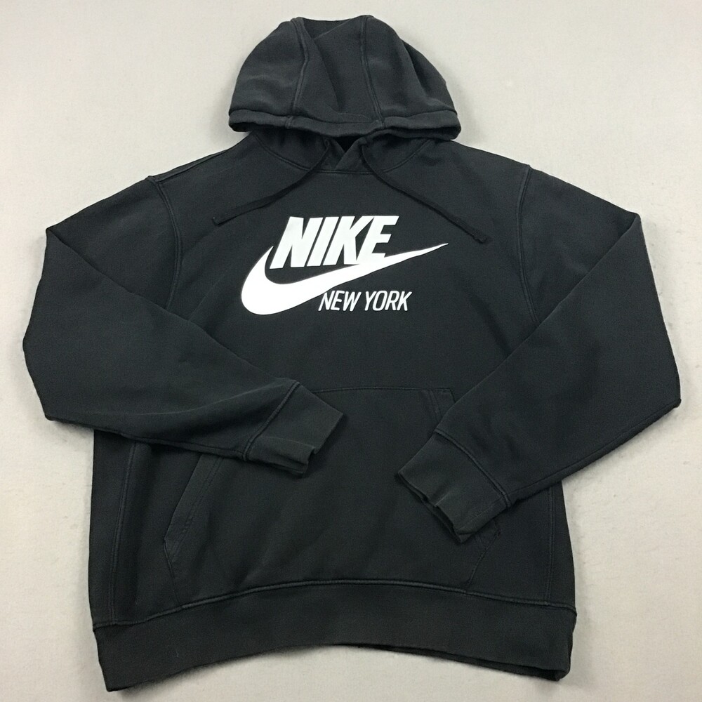 Nike Hoodie Men Medium Black Solid New York Sweatshirt Pullover Basketball M